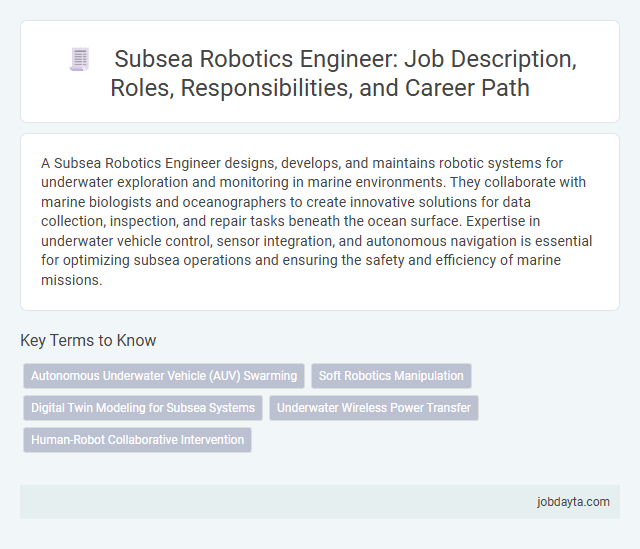 Subsea Robotics Engineer: Job Description, Roles, Responsibilities, and Career Path