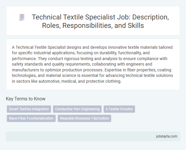 Technical Textile Specialist Job: Description, Roles, Responsibilities, and Skills