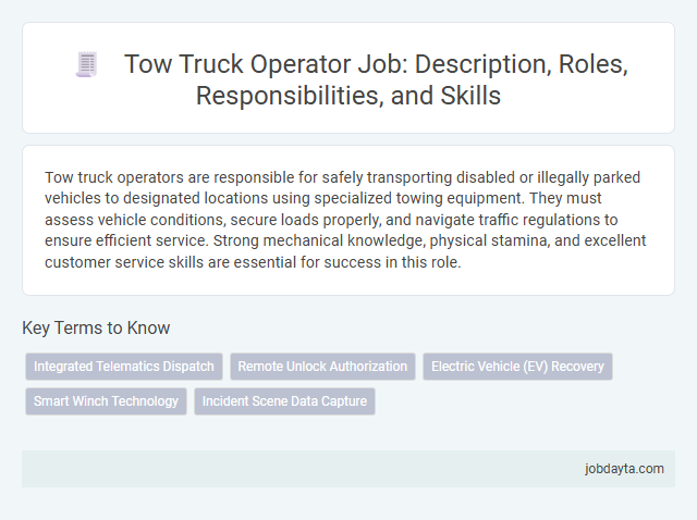 Tow Truck Operator Job: Description, Roles, Responsibilities, and Skills
