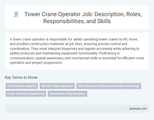 Tower Crane Operator Job: Description, Roles, Responsibilities, and Skills