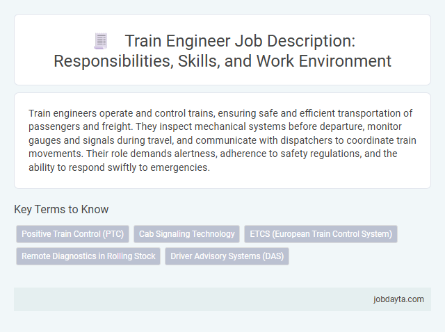 Train Engineer Job Description: Responsibilities, Skills, and Work Environment