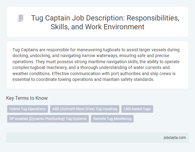 Tug Captain Job Description: Responsibilities, Skills, and Work Environment