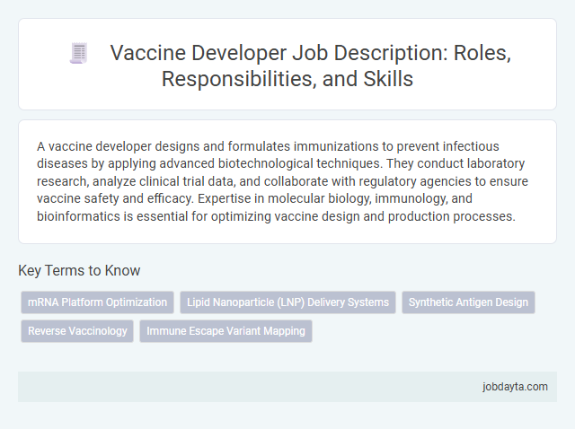 Vaccine Developer Job Description: Roles, Responsibilities, and Skills