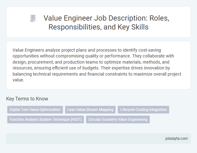 Value Engineer Job Description: Roles, Responsibilities, and Key Skills