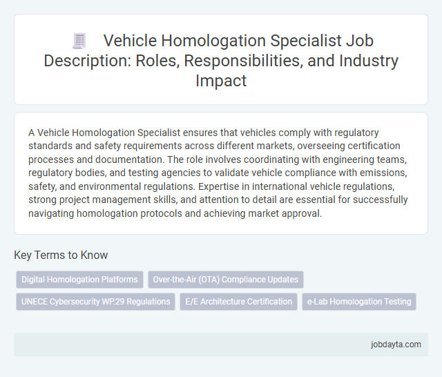 Vehicle Homologation Specialist Job Description: Roles, Responsibilities, and Industry Impact
