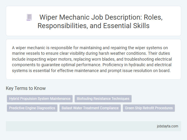 Wiper Mechanic Job Description: Roles, Responsibilities, and Essential Skills