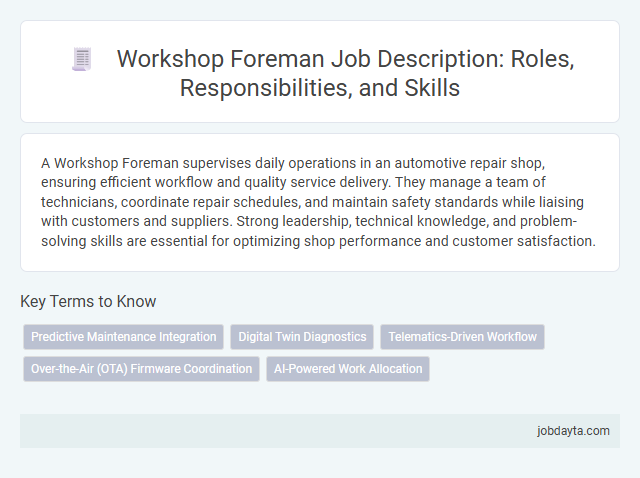 Workshop Foreman Job Description: Roles, Responsibilities, and Skills