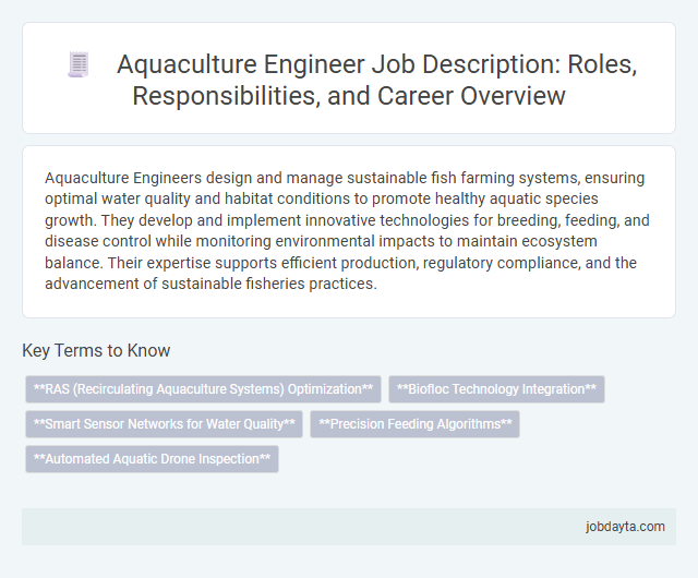 Aquaculture Engineer Job Description: Roles, Responsibilities, and Career Overview
