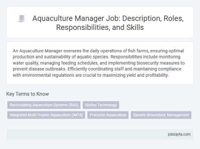 Aquaculture Manager Job: Description, Roles, Responsibilities, and Skills