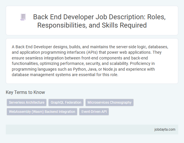 Back End Developer Job Description: Roles, Responsibilities, and Skills Required