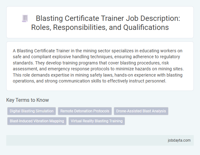 Blasting Certificate Trainer Job Description: Roles, Responsibilities, and Qualifications