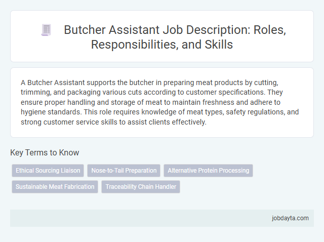 Butcher Assistant Job Description: Roles, Responsibilities, and Skills