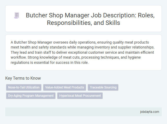 Butcher Shop Manager Job Description: Roles, Responsibilities, and Skills