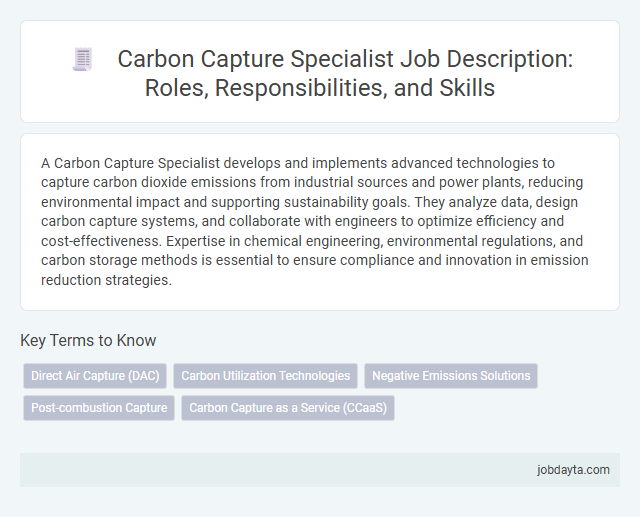 Carbon Capture Specialist Job Description: Roles, Responsibilities, and Skills