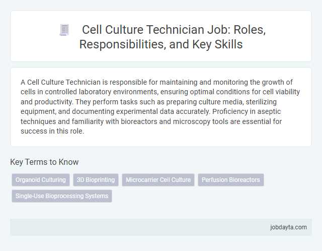 Cell Culture Technician Job: Roles, Responsibilities, and Key Skills