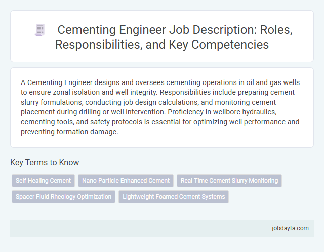Cementing Engineer Job Description: Roles, Responsibilities, and Key Competencies