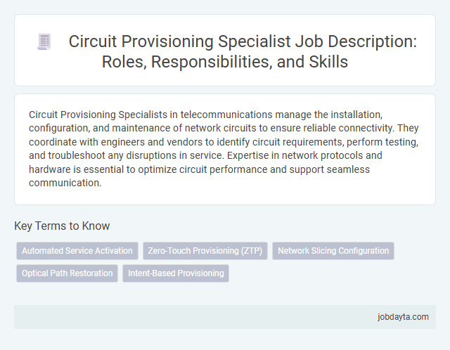 Circuit Provisioning Specialist Job Description: Roles, Responsibilities, and Skills