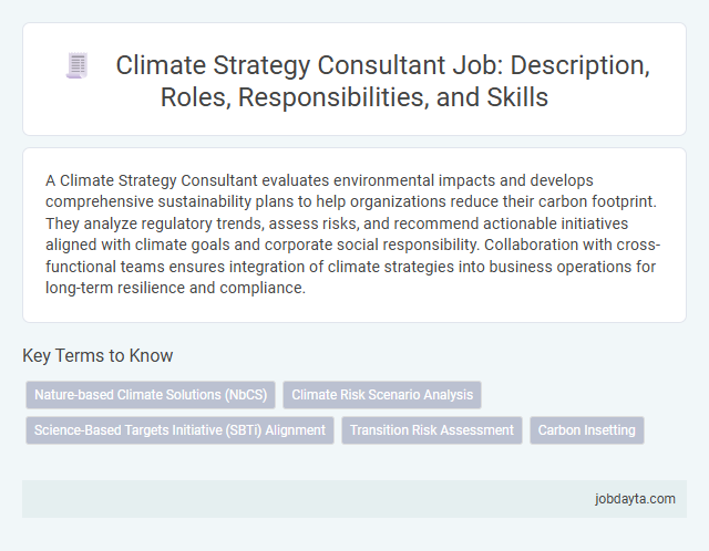 Climate Strategy Consultant Job: Description, Roles, Responsibilities, and Skills