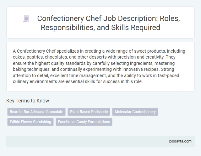 Confectionery Chef Job Description: Roles, Responsibilities, and Skills Required