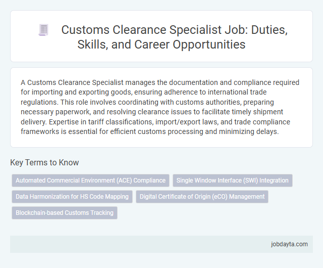 Customs Clearance Specialist Job: Duties, Skills, and Career Opportunities
