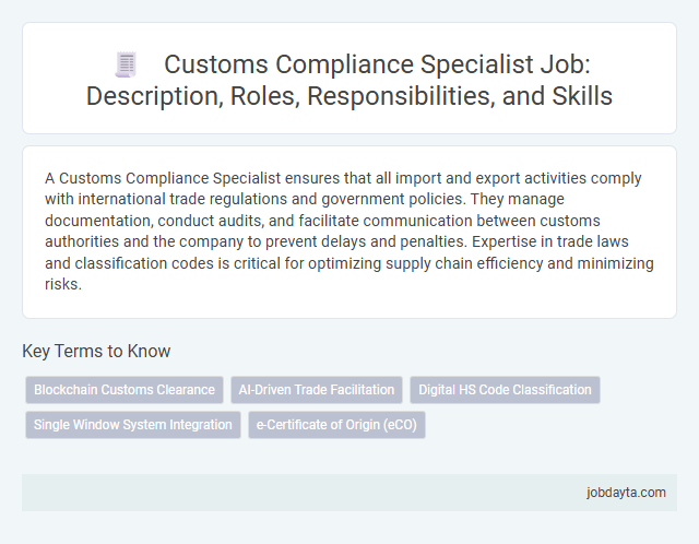 Customs Compliance Specialist Job: Description, Roles, Responsibilities, and Skills