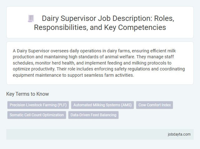 Dairy Supervisor Job Description: Roles, Responsibilities, and Key Competencies