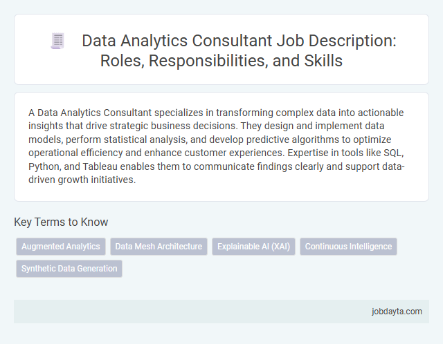 Data Analytics Consultant Job Description: Roles, Responsibilities, and Skills