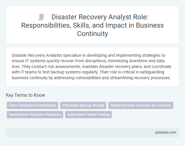 Disaster Recovery Analyst Role: Responsibilities, Skills, and Impact in Business Continuity