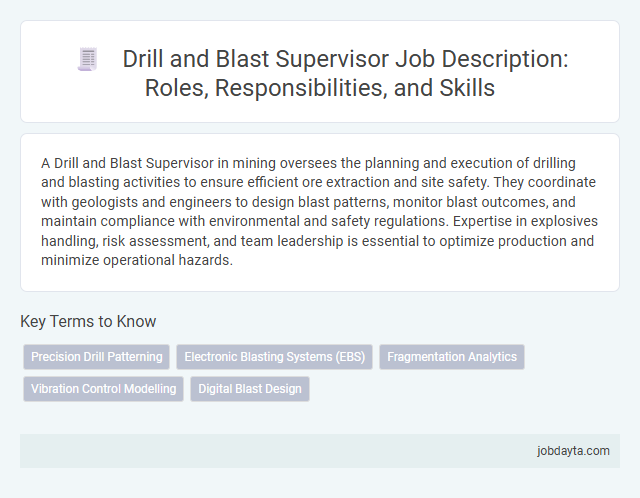 Drill and Blast Supervisor Job Description: Roles, Responsibilities, and Skills