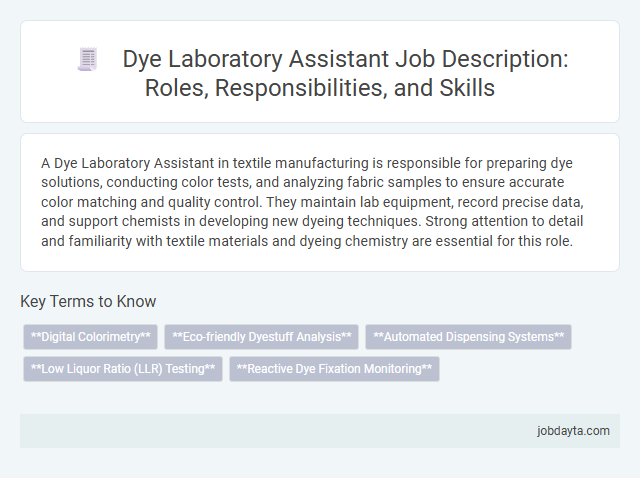 Dye Laboratory Assistant Job Description: Roles, Responsibilities, and Skills