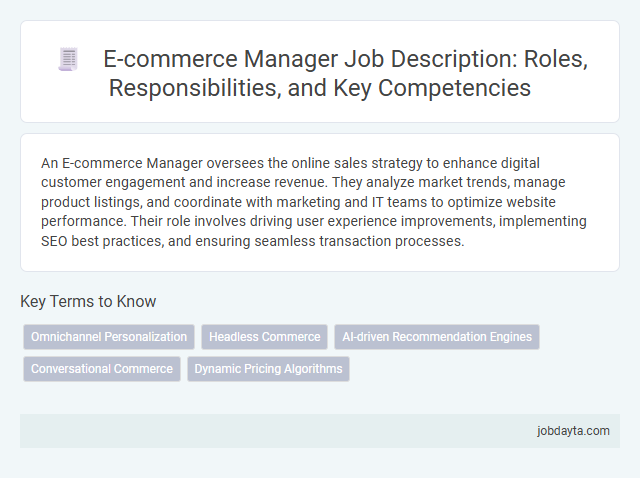 E-commerce Manager Job Description: Roles, Responsibilities, and Key Competencies