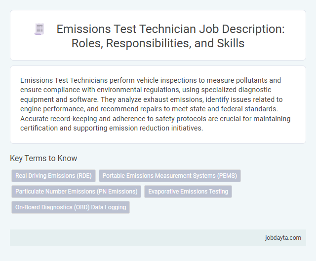 Emissions Test Technician Job Description: Roles, Responsibilities, and Skills