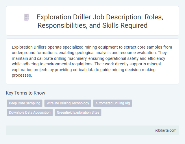 Exploration Driller Job Description: Roles, Responsibilities, and Skills Required