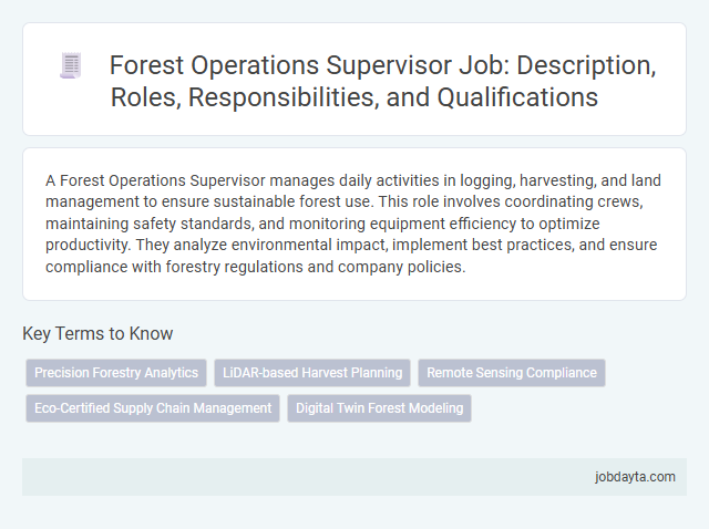 Forest Operations Supervisor Job: Description, Roles, Responsibilities, and Qualifications