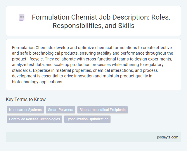 Formulation Chemist Job Description: Roles, Responsibilities, and Skills