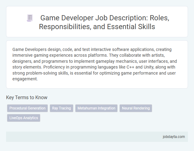 Game Developer Job Description: Roles, Responsibilities, and Essential Skills