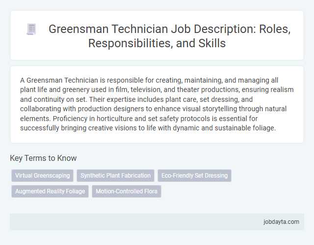 Greensman Technician Job Description: Roles, Responsibilities, and Skills