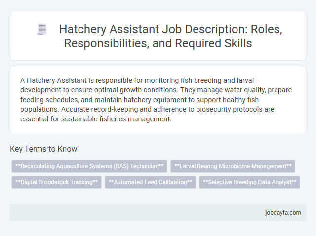 Hatchery Assistant Job Description: Roles, Responsibilities, and Required Skills