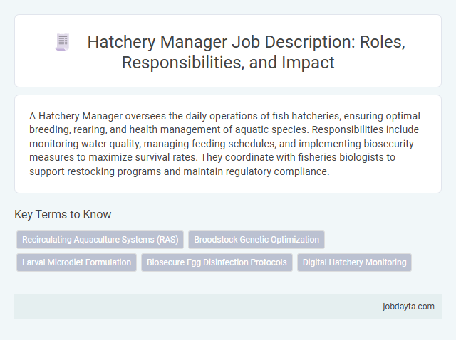 Hatchery Manager Job Description: Roles, Responsibilities, and Impact