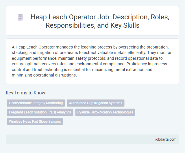 Heap Leach Operator Job: Description, Roles, Responsibilities, and Key Skills
