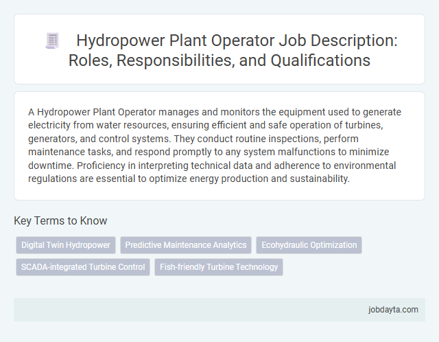 Hydropower Plant Operator Job Description: Roles, Responsibilities, and Qualifications