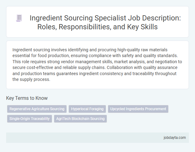 Ingredient Sourcing Specialist Job Description: Roles, Responsibilities, and Key Skills
