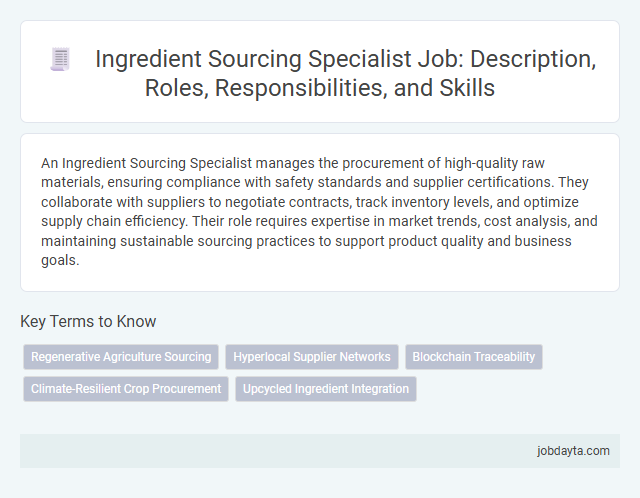 Ingredient Sourcing Specialist Job: Description, Roles, Responsibilities, and Skills