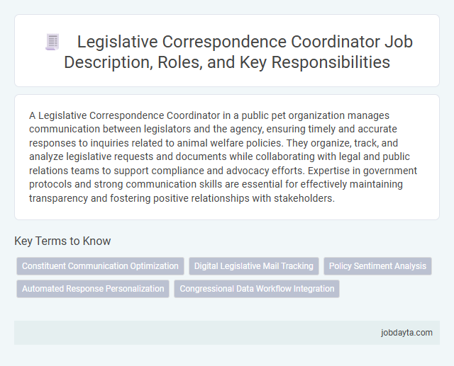 Legislative Correspondence Coordinator Job Description, Roles, and Key Responsibilities
