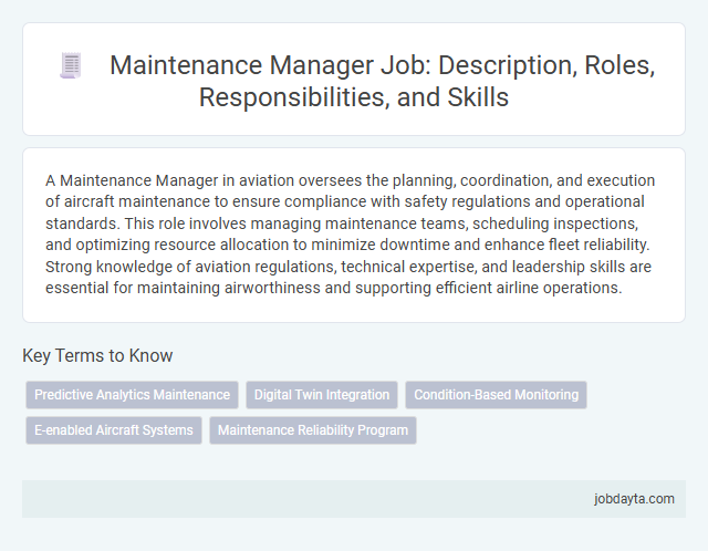 Maintenance Manager Job: Description, Roles, Responsibilities, and Skills