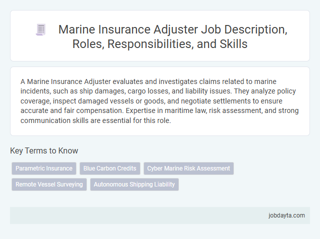 Marine Insurance Adjuster Job Description, Roles, Responsibilities, and Skills
