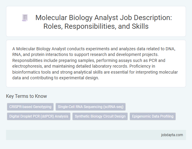 Molecular Biology Analyst Job Description: Roles, Responsibilities, and Skills