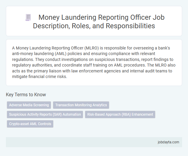 Money Laundering Reporting Officer Job Description, Roles, and Responsibilities