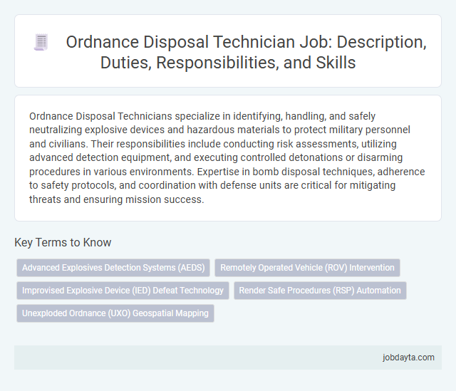 Ordnance Disposal Technician Job: Description, Duties, Responsibilities, and Skills