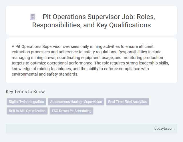Pit Operations Supervisor Job: Roles, Responsibilities, and Key Qualifications